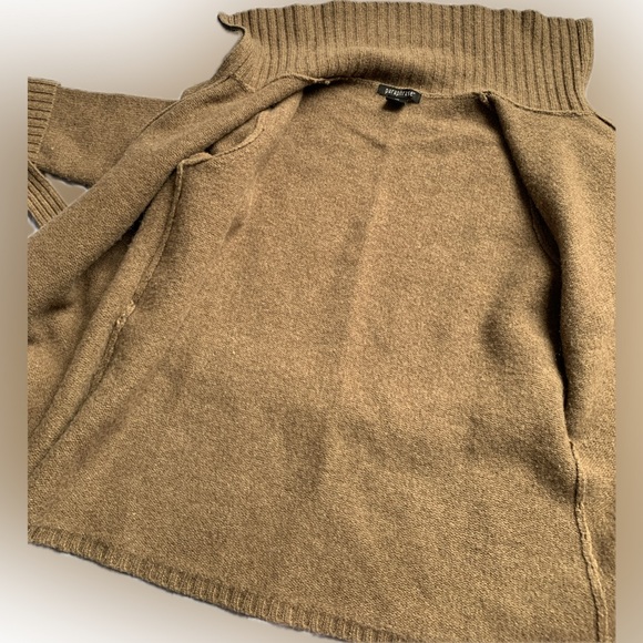 Paraphrase belt & zip closure brown wool cardigan with 2 front pockets, XL - Picture 3 of 9